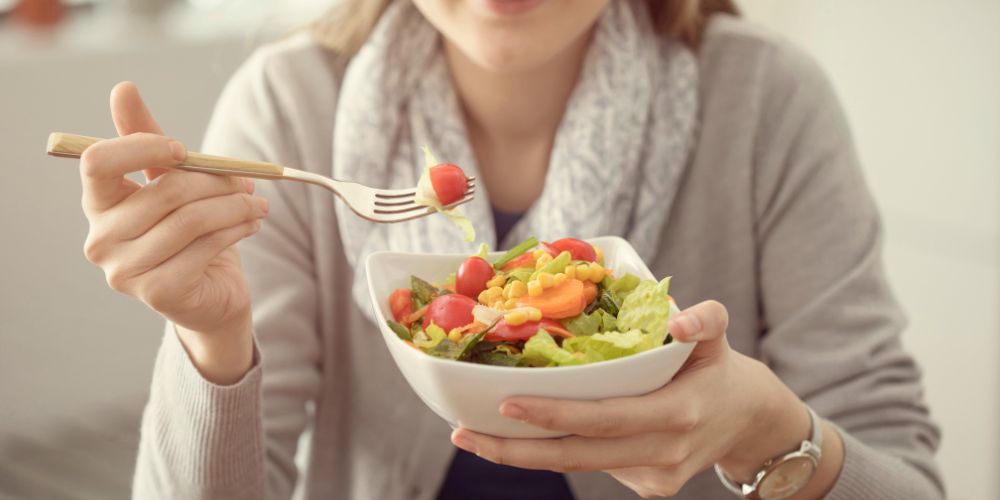 Healthy nutrition eating salad concept