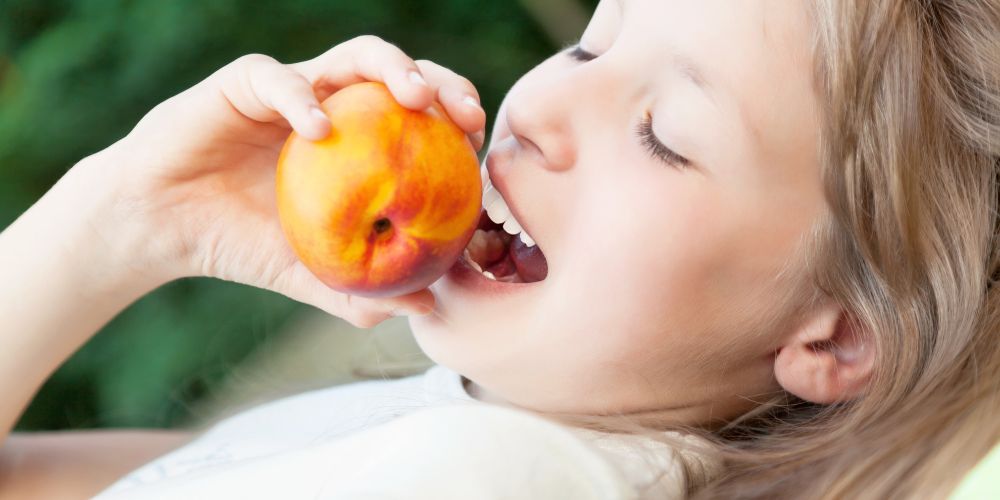 Peach eating